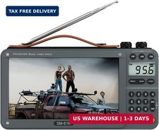 720P 7Inch Screen AM FM Movie Video Radio with Bluetooth Speaker, Rechargeable D