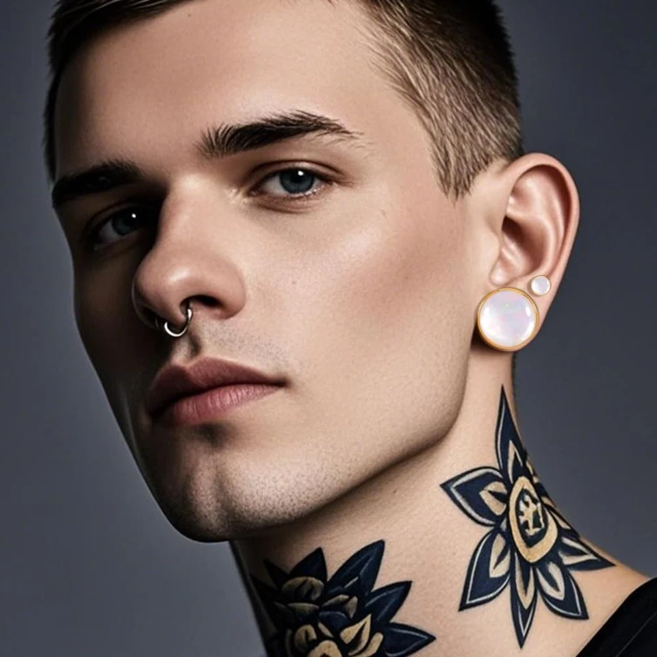 16 PCS Stainless Steel Precise Dimensions Shell Opal Ear Gauge Stretching Kit... - Image 3 of 4