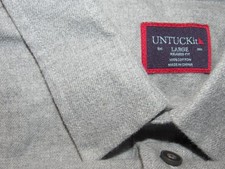 UNTUCKIT Flannel Shirt Men's Large Solid Gray Relaxed Fit Long Sleeved