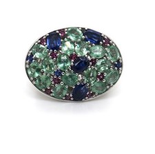 925 Kyanite/White Zircon/Rhodolite Ring