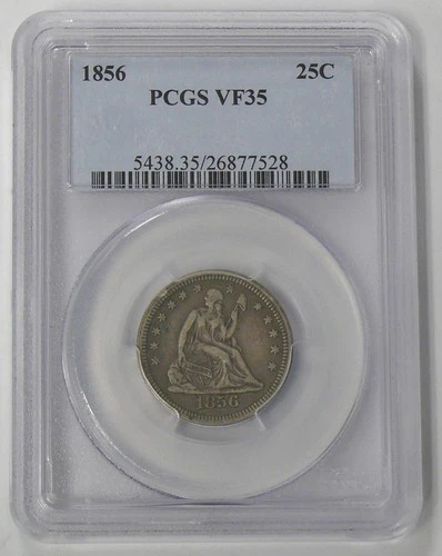 1856-P VF-35 SEATED LIBERTY (25c) QUARTER - SEE PICTURES
