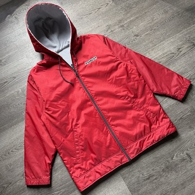 Y 2K NIKE REVERSIBLE HOODED JACKET RED NYLON / GRAY FLEECE FULL ZIP MEN S L