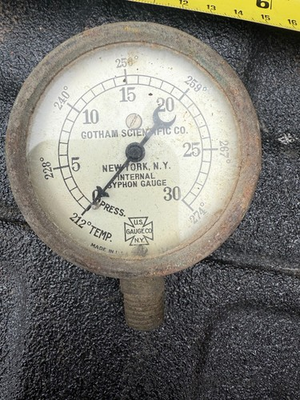 #ad Gotham Scientific Co Internal Syphon Gauge 0–30 PSI Brass Vintage US Gauge $59.00