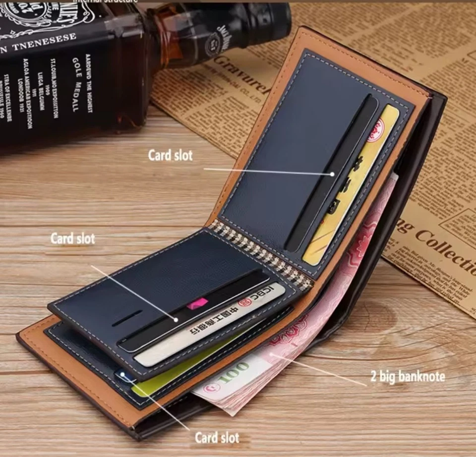 Carteras Para Hombre Billetera Portabilletes en Piel de Cuero Monedero Tarjetero - Imagem 2 de 2