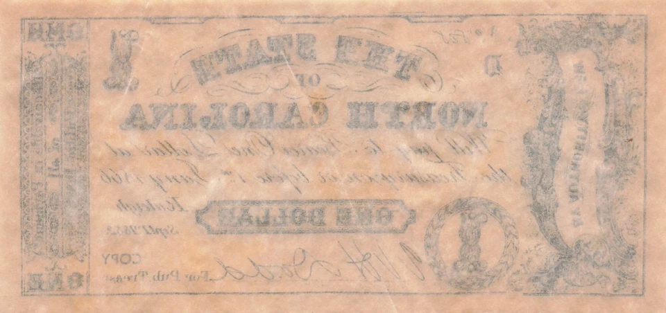 USA / North Carolina  $1  9.1.1862  Facsimile / Copy  Uncirculated Banknote L 04 - Image 2 of 2