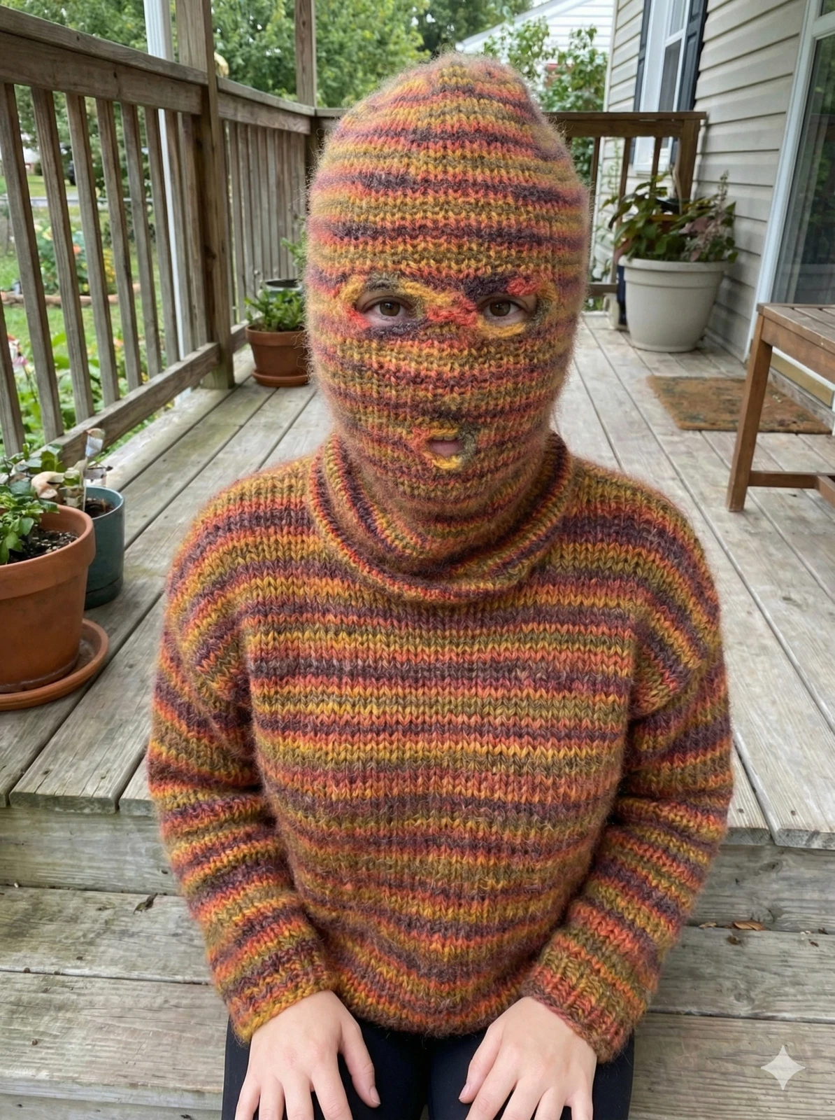 Ski Mask Balaclava 3 Hole Multi Color Thick Double Layered Handmade Winter Hat