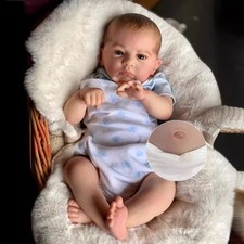 19 Inch Newborn Baby Doll Realistic Gifts Reborn Dolls Silicone Body Lifelike