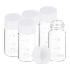 Small Glass Sample Bottles with Lids, 5 Pcs 5ml Clear Glass Vials with White ...
