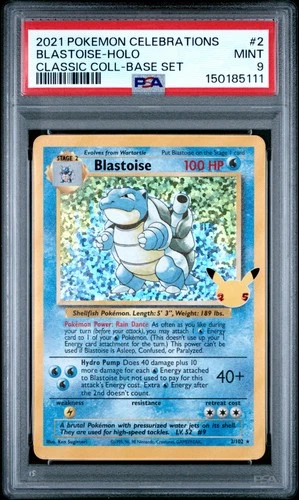 2021 POKEMON CELEBRATIONS CLASSIC COLLECTION #2 BLASTOISE-HOLO PSA 9