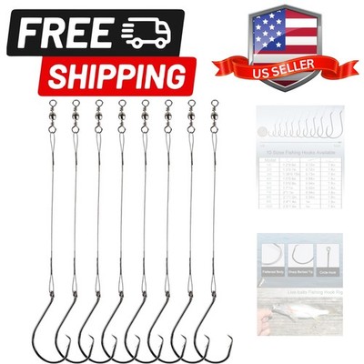 Fishing Circle Hooks Saltwater 50pcs Leader Hook Rigs for Catfish Bass With O...