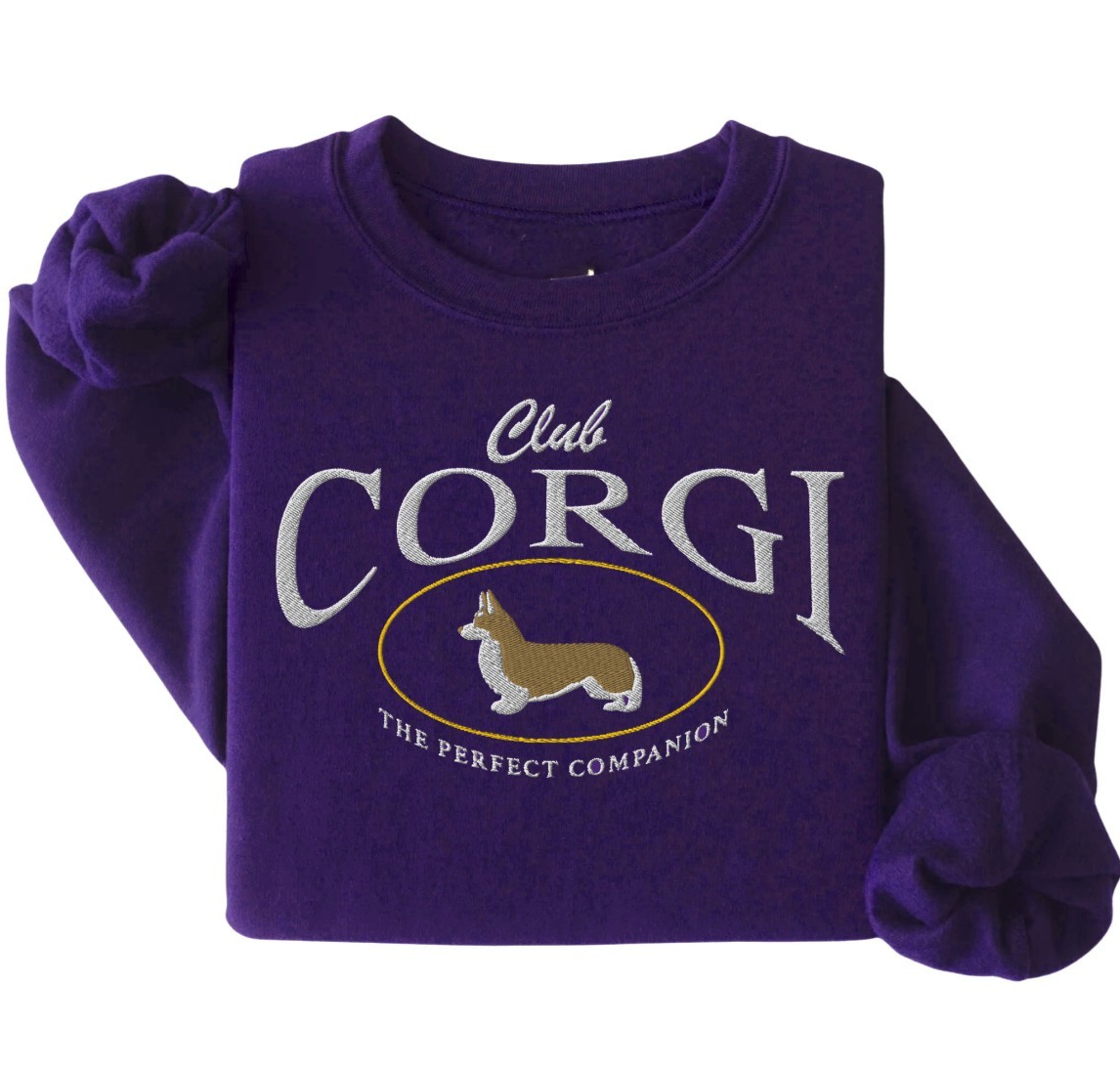 Corgi Embroidered Unisex Crewneck Sweatshirt - Vintage Style Dog Sweater
