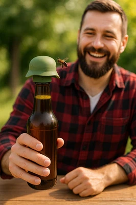 Bier Helm Flaschenverschluss Insektenschutz Wespenschutz Grillen Geschenk Lustig - Bild 1 von 4