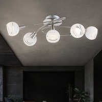 Deckenlampe Deckenleuchte Schlafzimmerlampe 5 Flammig Glas Satiniert Klar Led