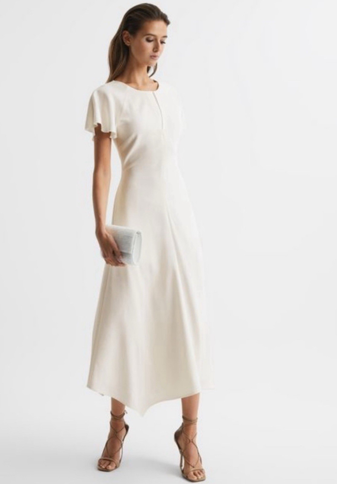 Reiss Eleni Flutter Cap Sleeve Dress
