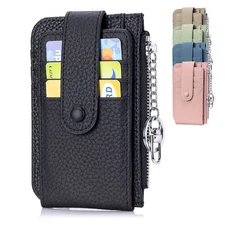 Genuine Leather Slim Credit Card Holder Change Wallet RFID Business Cards Case