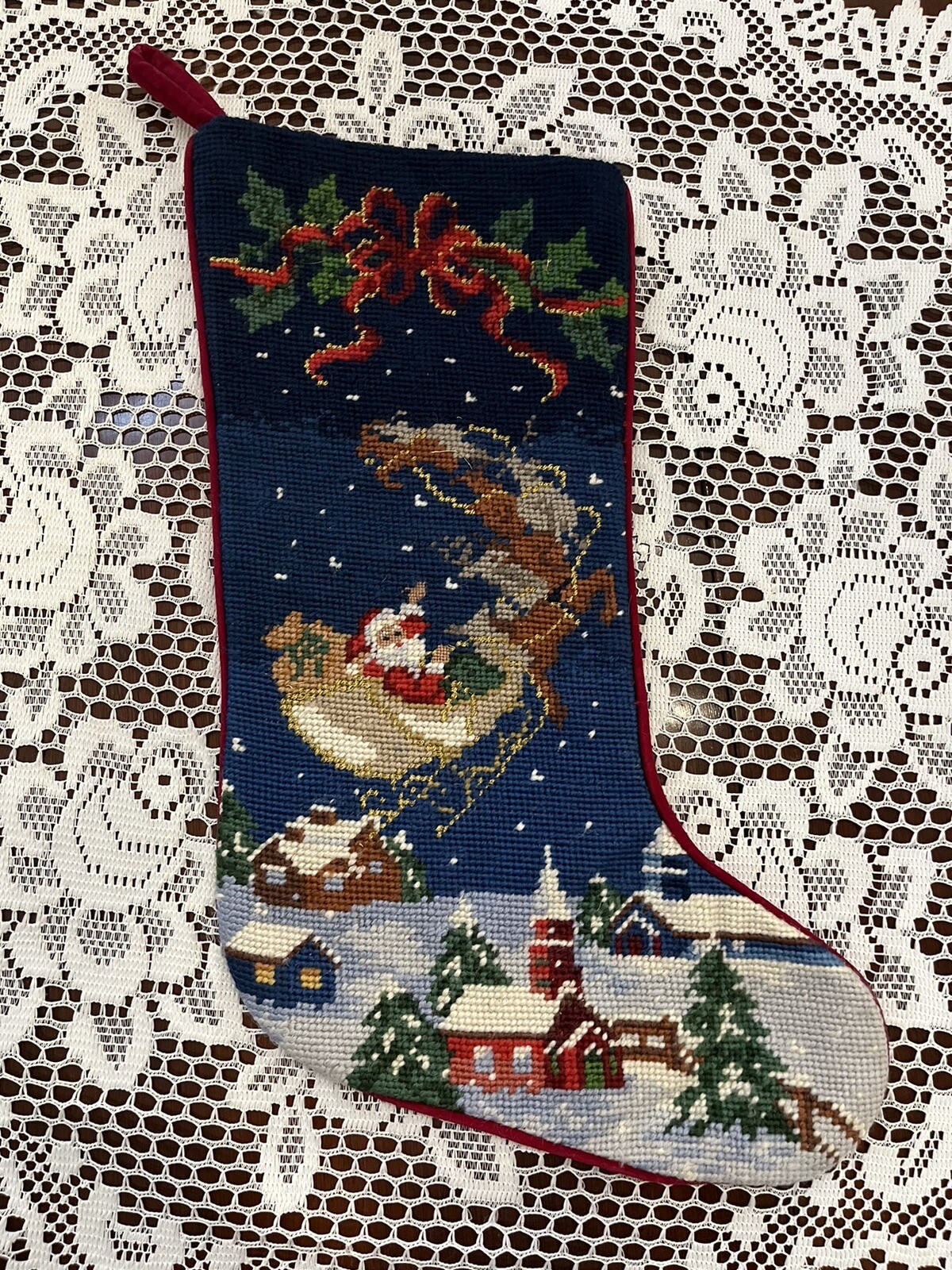 I have over 75+ Needlepoint Christmas Stockings IMPERIAL ELEGANCE Santa