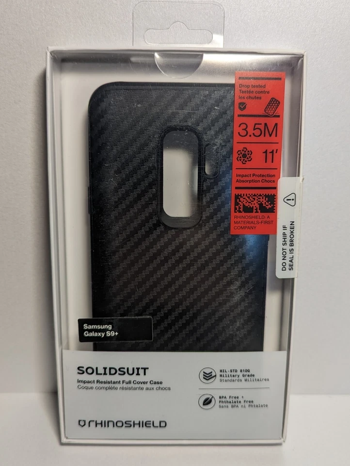 (002) Funda protectora completa RhinoShield SolidSuit para Samsung Galaxy S9+ carbono Foto 3 de 4
