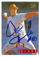 Tom Henke autographed Baseball Card (Cardinals Rangers) 1995 Fleer Ultra #429