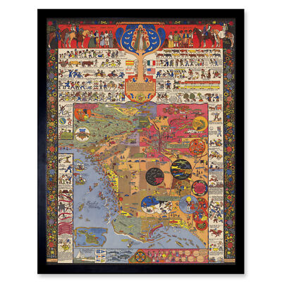 Karte Mora 1942 Los Angeles historischer Freizeit Wandkunstdruck gerahmt 12x16