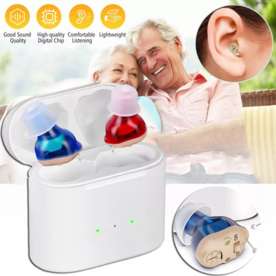 1 Pair Invisible Hearing Aids MiNi Digital Sound Amplifier Enhancer With Battery
