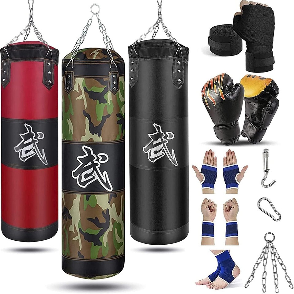 Heavy Punching Bag Combo with Protection Accessories Stress Relief
