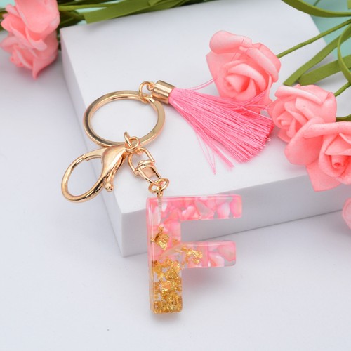 Harz Material Alphabet Schlüsselanhänger Glitzer Schlüsselring Buchstabe Keychain Taschenanhänger - Bild 12 von 38