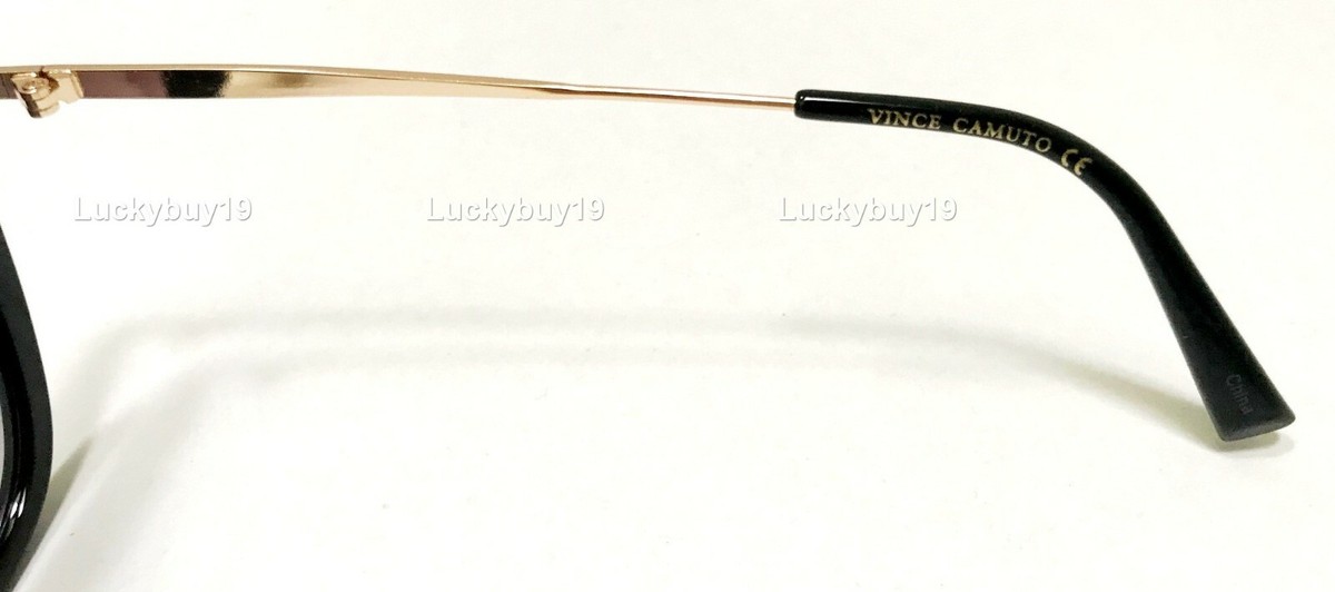 NEW! Vince Camuto Sunglasses Cat Eye Black Gold Detail UV Protection VC898 OX Vince Camuto Cat Eye Sunglasses Black And Gold Frame Smoke  main image 2