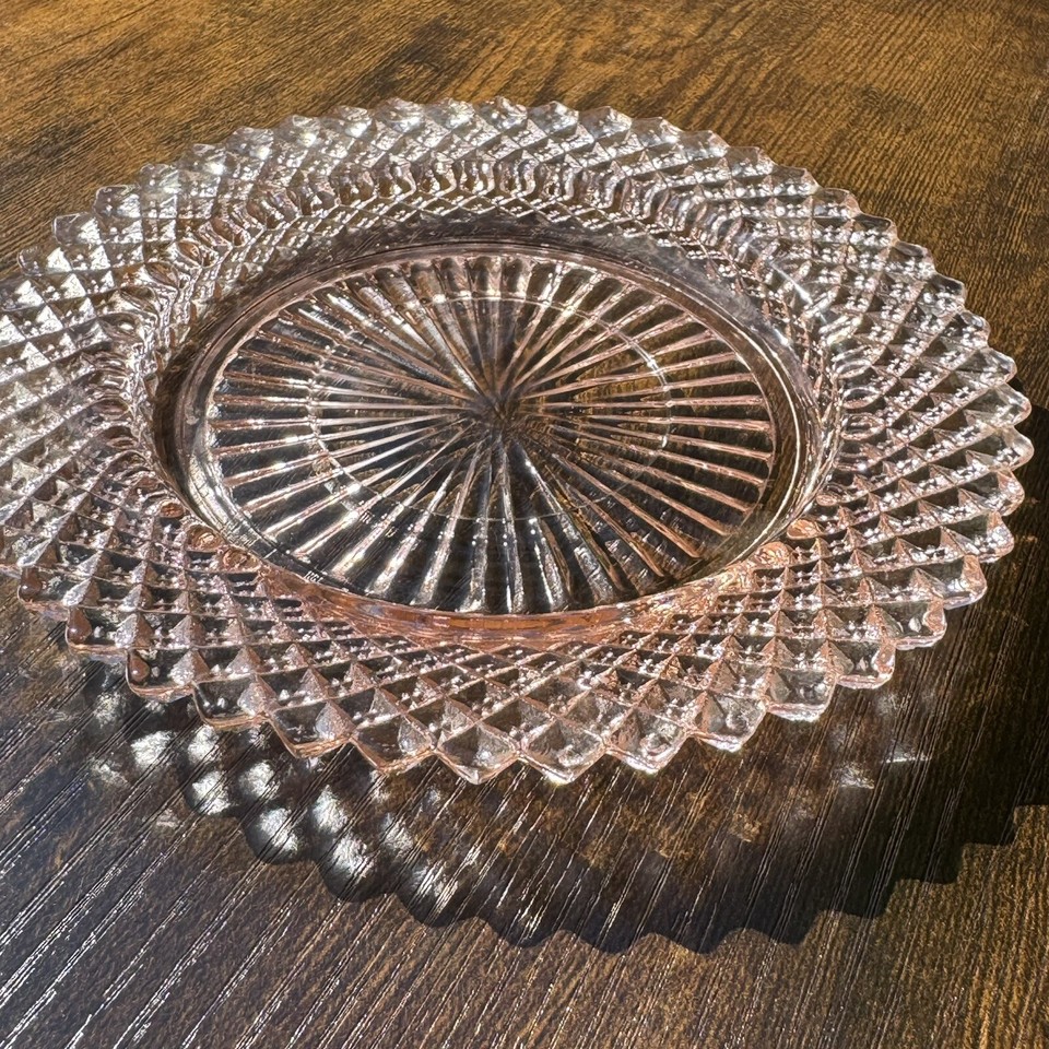 Anchor Hocking Pink Depression Glass Miss America 5 3/4” Diamond Plate