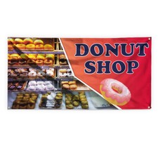 Donut Shop Outdoor Advertising Printing Vinyl Banner Sign With Grommets