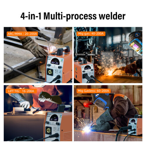 4 IN 1 Compact MIG Welder 200A Gas No Gas Mig / Stick / Lift TIG welder - Picture 5 of 16
