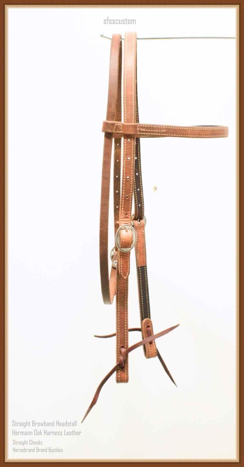 Harness Leather Straight Browband & Cheeks Headstall SS Horseshoe Brand Buckles eBay