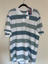 Old Navy Polo Hydrofuge Men's Size 2XL Short Sleeve Striped Green White Polo NWT