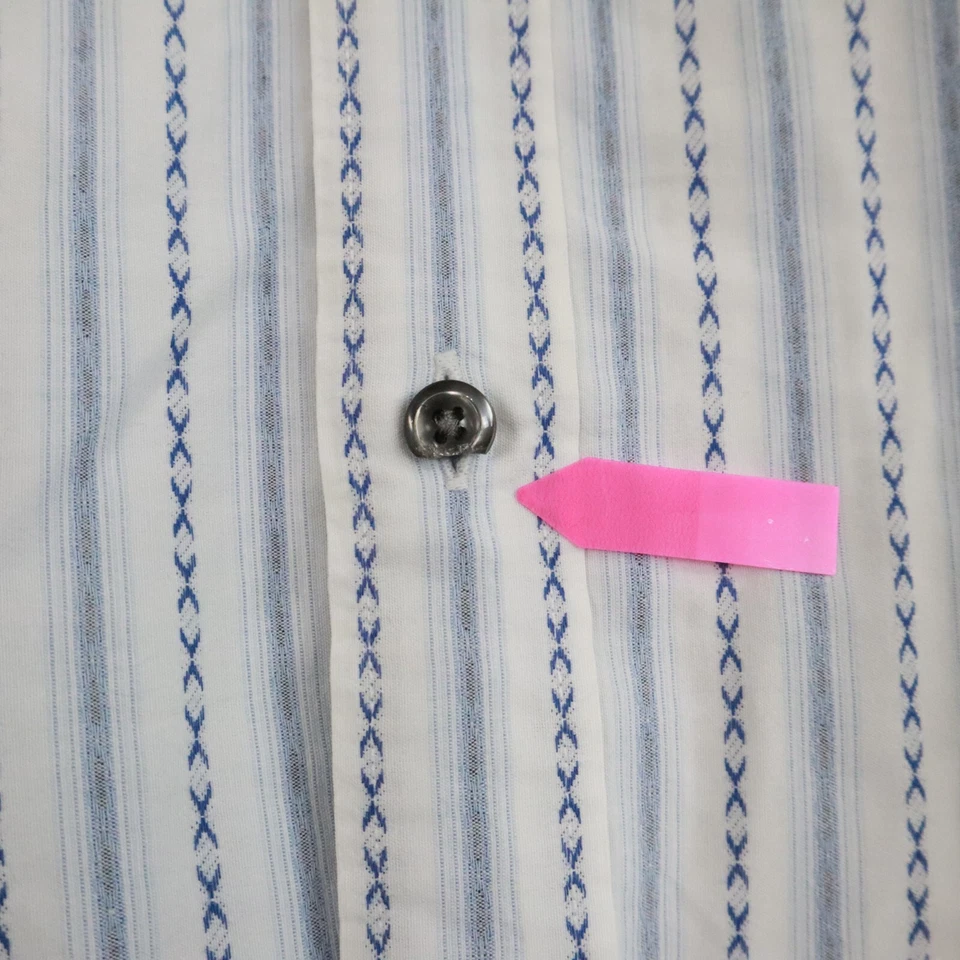 Camisa Mondo Di Marco Para Hombre XL Abotonada Blanca Azul Rayas Manga Larga Foto 2 de 4