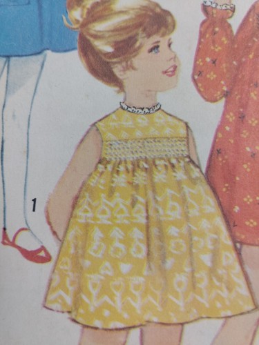 Dress Smocking Transfer Girls 4 Simplicity 5553 Sewing Pattern Cut Short VTG - Picture 5 of 9