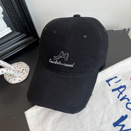 Embroidered Letter M Ripped Baseball Hat Breathable Cap for Beach Parties Trips - Picture 7 of 12
