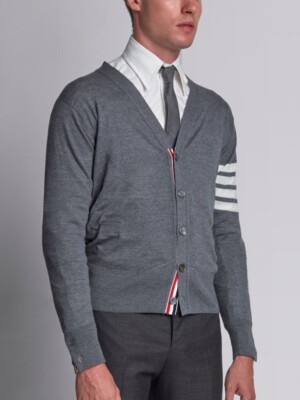 Thom Browne 4-BAR MERINO CARDIGAN GREY SIZE 0 NWT | eBay 