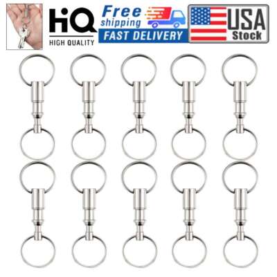 10-Pack Detachable Pull Apart Quick Release Keychain Key Rings Key Chain USA