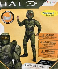 Halo Infinite Master Chief Halloween Costume Size 4 - 6 Green Suit Mask NEW