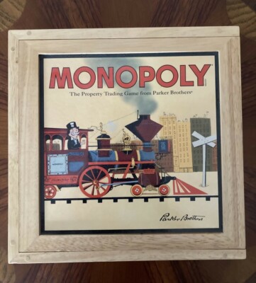Monopoly Wooden Box Board Game Nostalgia Series All Aboard NEW