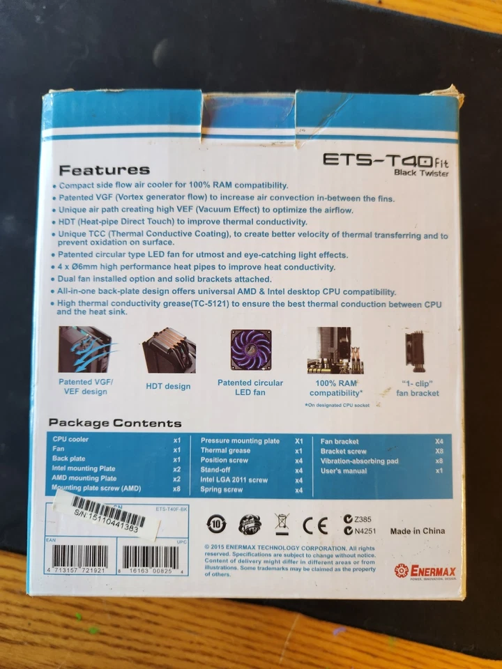Enermax ETS-T40F-BK Black Twister CPU Cooler New Open Box 001 - Image 2 of 4