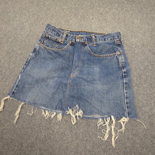Vintage Levi's Skirt Womens 29 Blue Denim 512 Zip Fly Pockets Reworked Size 29 - Picture 3 of 9