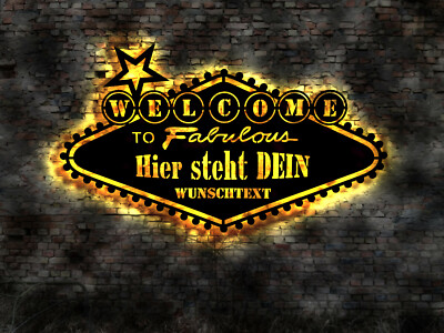 Welcome Willkommen Schild sign no Neon Reklame Leuchtschild Wunsch Wunschtext 