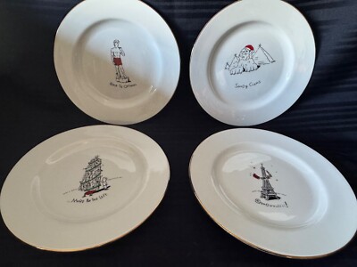 Merry Masterpieces 1999 First Edition Porcelain Dessert Plates Set of Four (4)