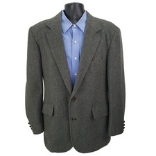 Pendleton Men's 42 Long 100 Pure Virgin Wool Gray Herringbone Blazer Jacket 42L