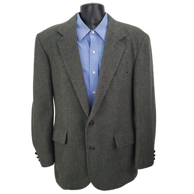 Pendleton Virgin Wool 2 Button Sport Coat Blazer Mens 42L Gray Single Vent USA 