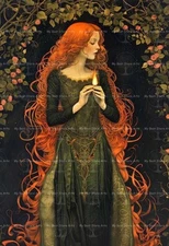 BRIGID GODDESS ART PRINT, Irish Spring Poster, Gothic Witchy Lunar Fire D605