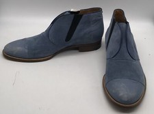 A. Testoni men blue low boot slip on wingtip ...