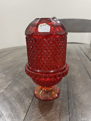 Vintage Viking Glass Red Amberina Diamond Point Glimmer Fairy Lamp Light Sticker
