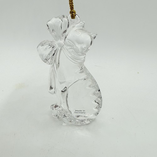 Gorham Gatto Piombo Pieno Cristallo con Nastro Made in Germany Ornamento Natale - Foto 2 di 10