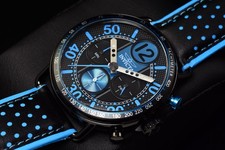 Invicta Racing Men's 52mm Chronograph Blue Black Tone Genuine Leather Watch